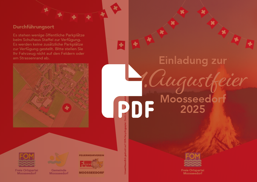 Home Einladung zur 1. Augustfeier 2025 in Moosseedorf